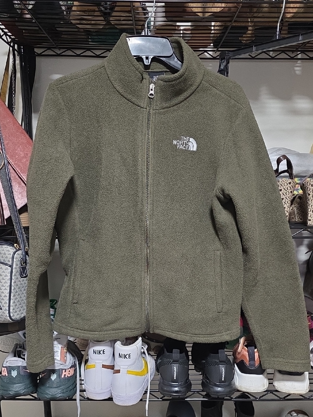 The North Face Olive Green Zip-Up Fleece Jacket